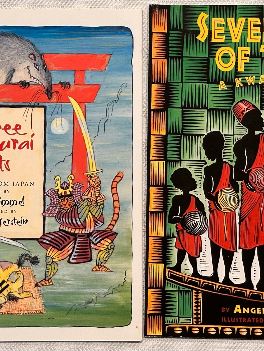 Cultural Children’s Book Lot - Three Samurai Cats & Seven Spools of Thread
